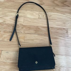 Tory Burch black adjustable strap purse